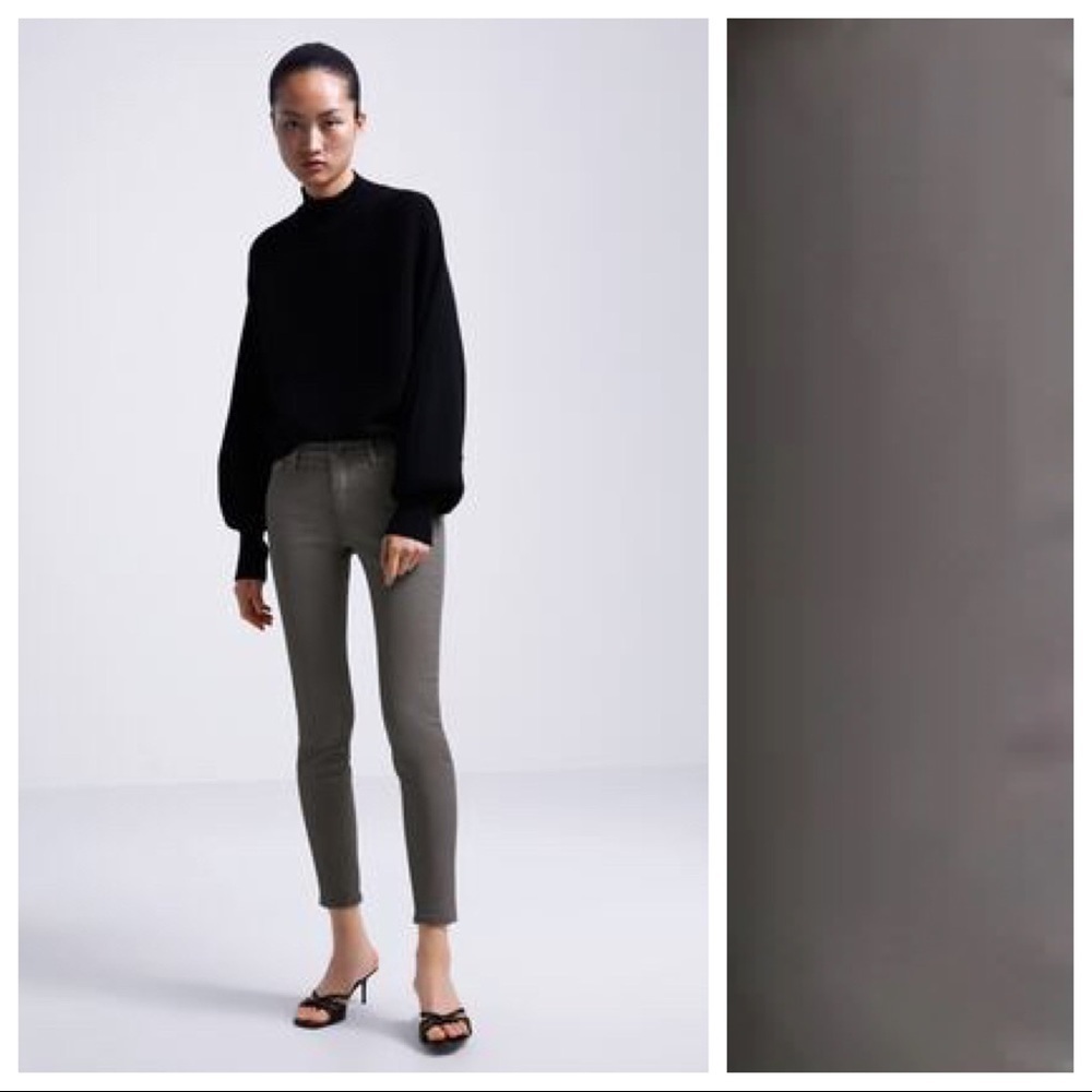 NWT. Zara The Skinny Coated Grey Jeans. Size 2.